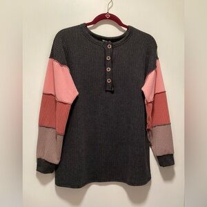 Heimish Colorblock  Ribbed Henley Top